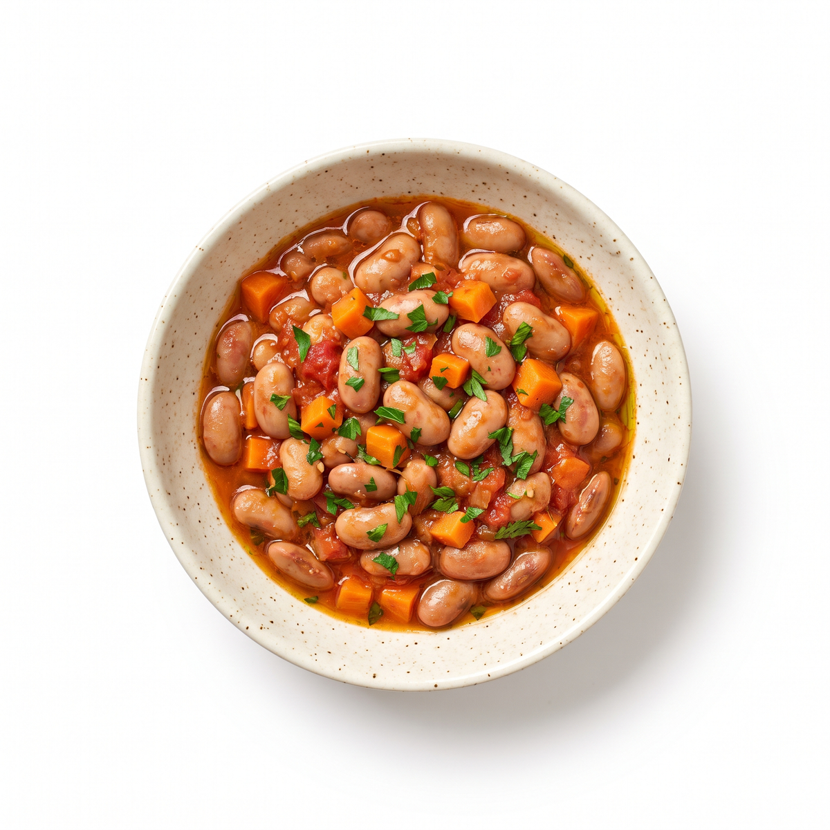 Barbunya Pilaki — Slow-cooked cranberry beans with tomato, olive oil and parsley.