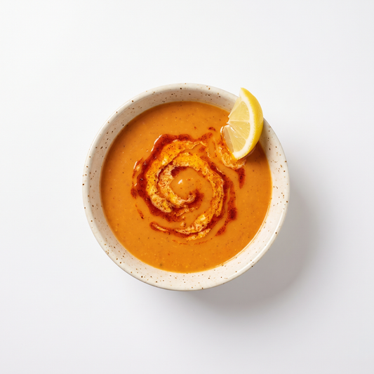 Mercimek Çorbası — Silky red lentil soup with a squeeze of lemon.